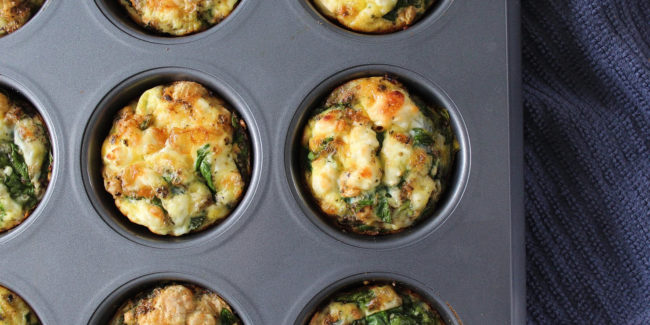 Spinach and Broccoli Feta Egg Cups