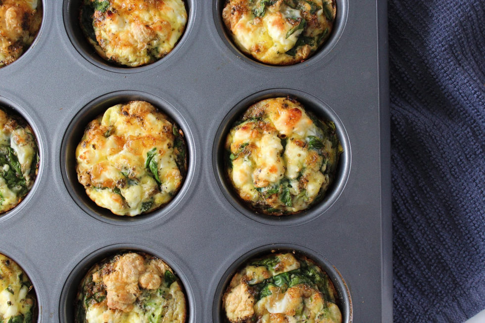 Spinach and Broccoli Feta Egg Cups